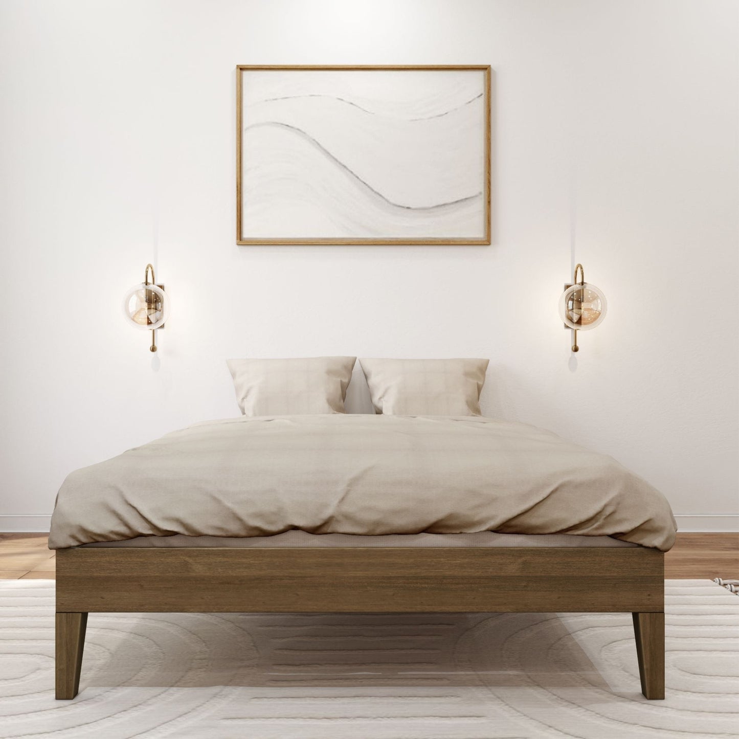 Letto a piattaforma full-size con travi e assi