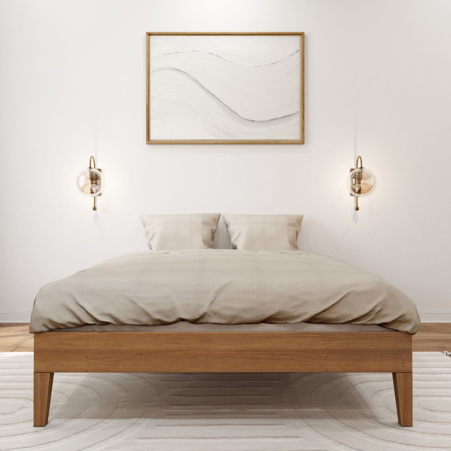 Letto a piattaforma full-size con travi e assi