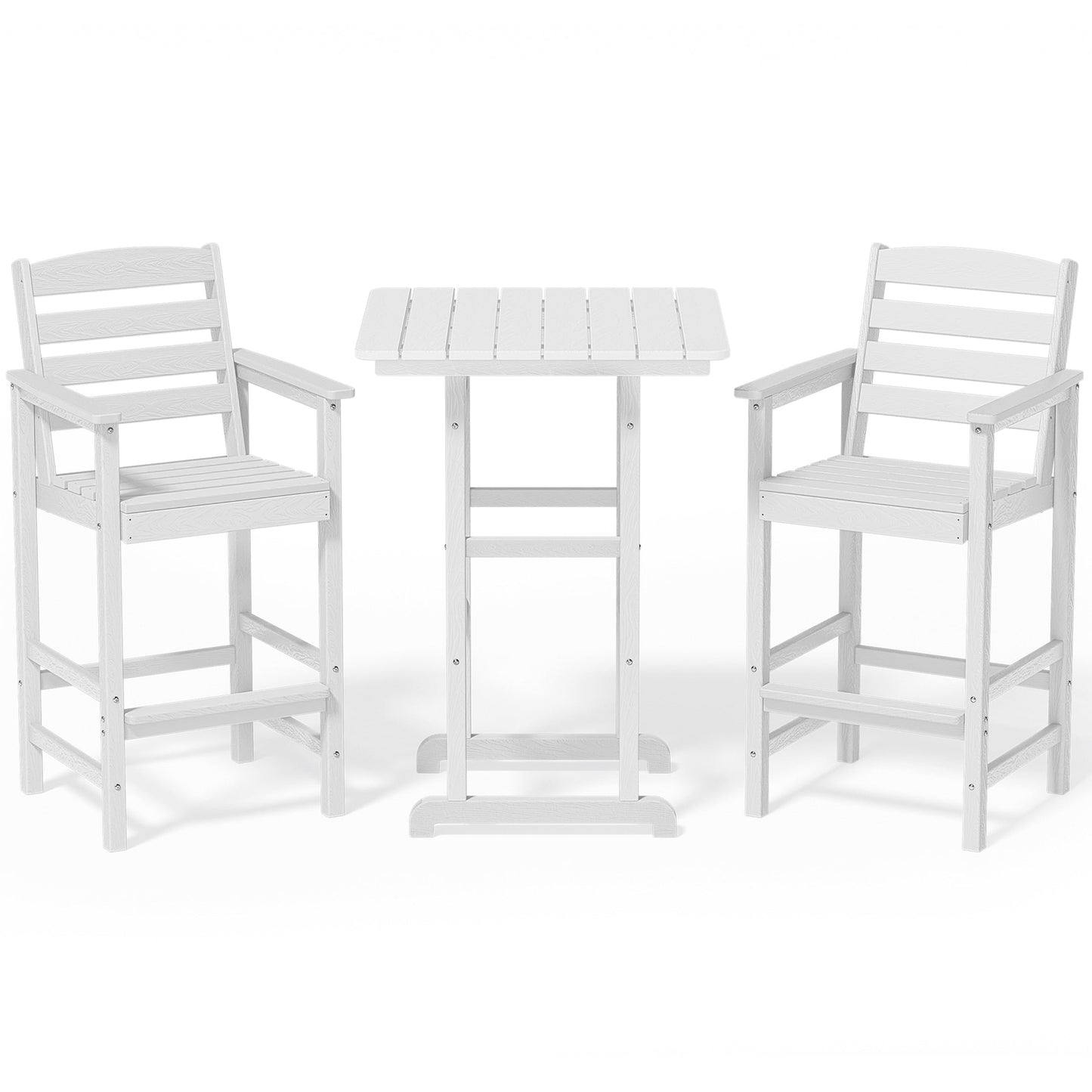 Set di 3 sedie Adirondack alte in plastica per conversazione in giardino