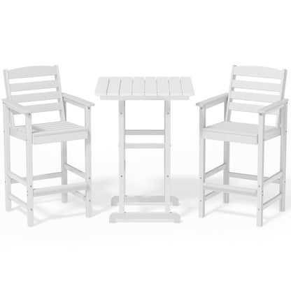 Set di 3 sedie Adirondack alte in plastica per conversazione in giardino