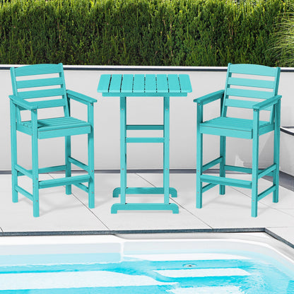 Set di 3 sedie Adirondack alte in plastica per conversazione in giardino