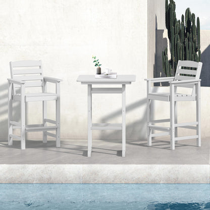 Set di 3 sedie Adirondack alte in plastica per conversazione in giardino