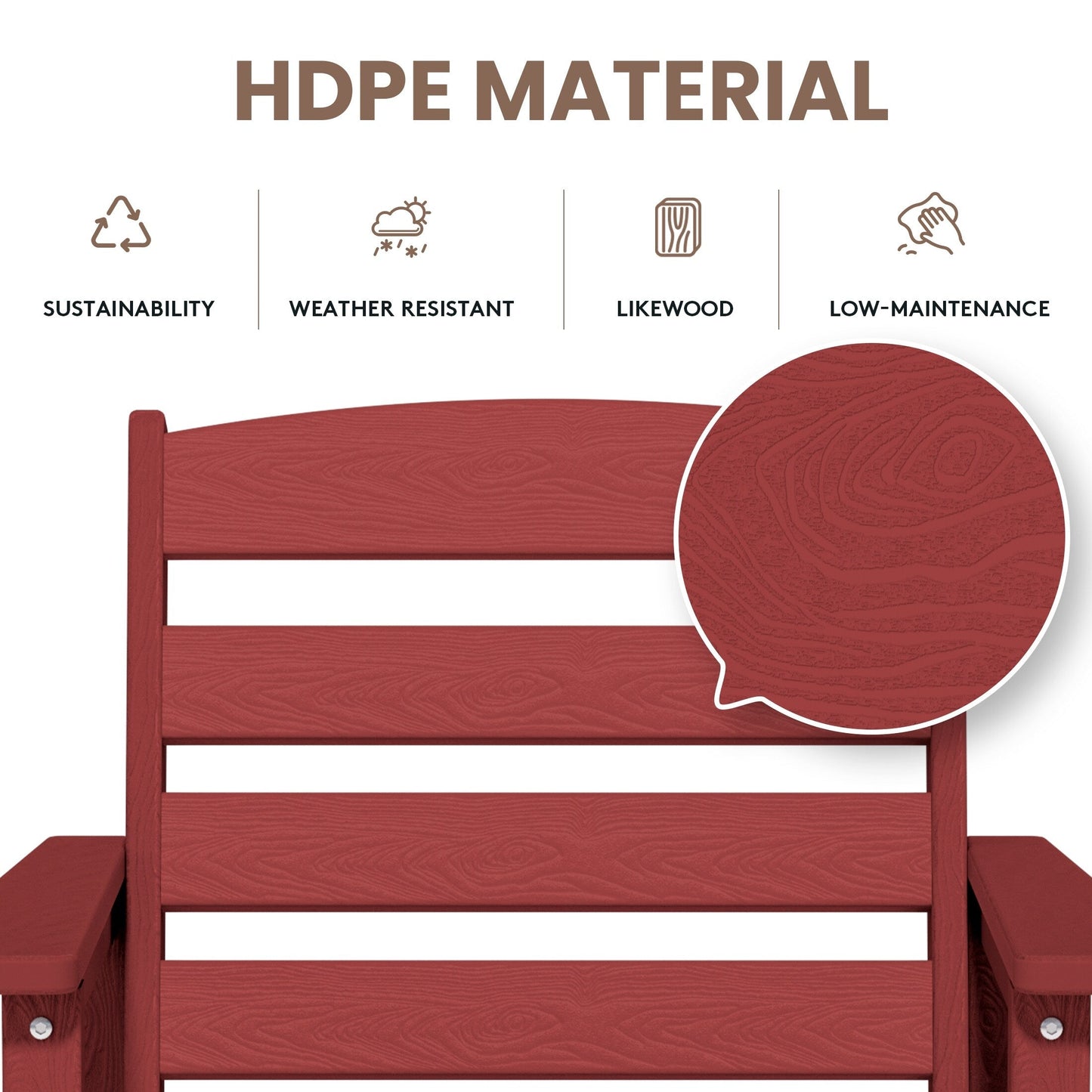 Set di 3 sedie Adirondack alte in plastica per conversazione in giardino