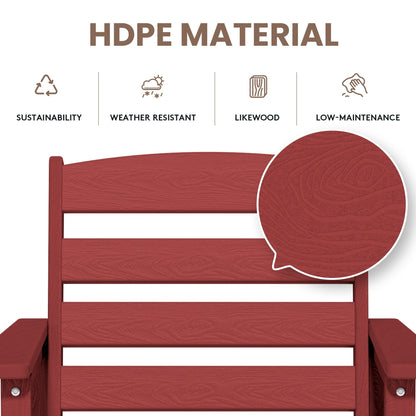 Set di 3 sedie Adirondack alte in plastica per conversazione in giardino