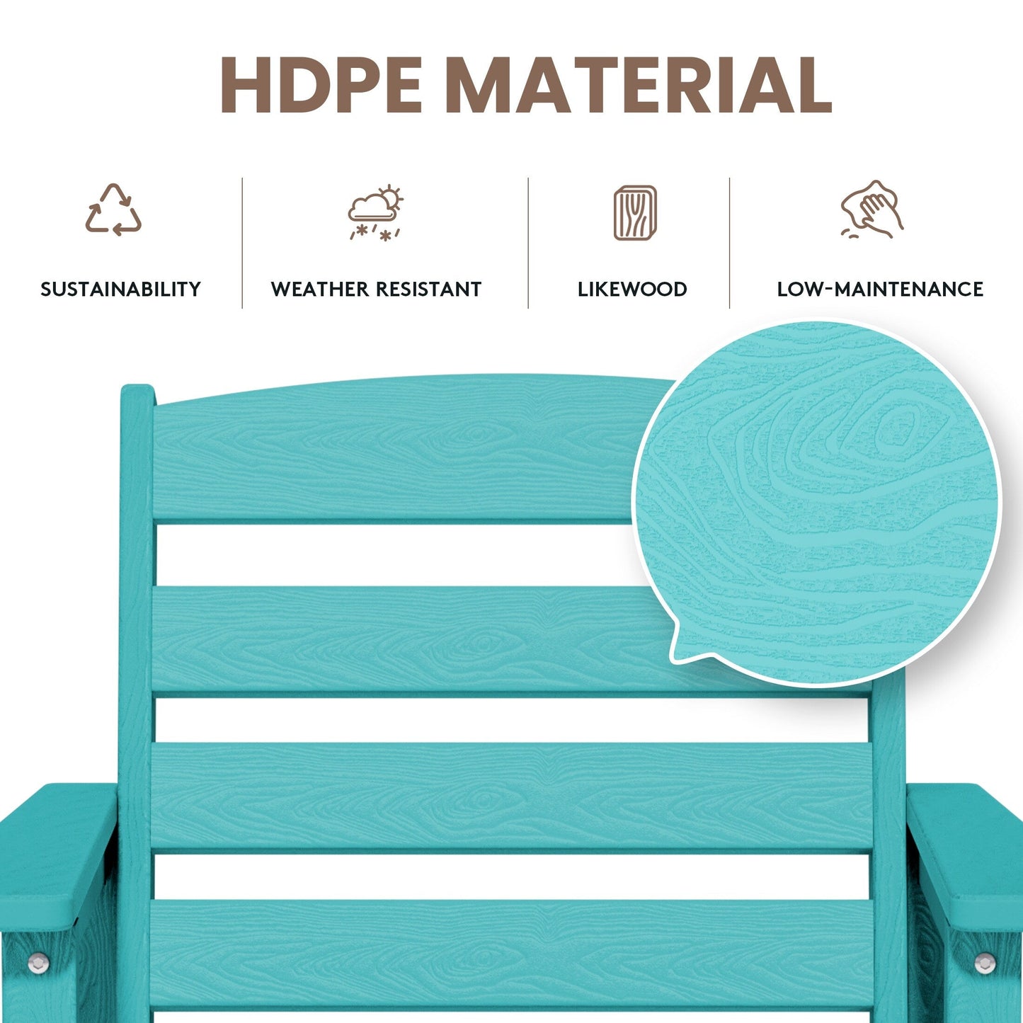 Set di 3 sedie Adirondack alte in plastica per conversazione in giardino