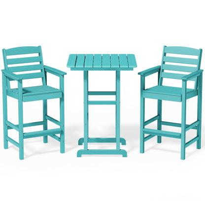 Set di 3 sedie Adirondack alte in plastica per conversazione in giardino