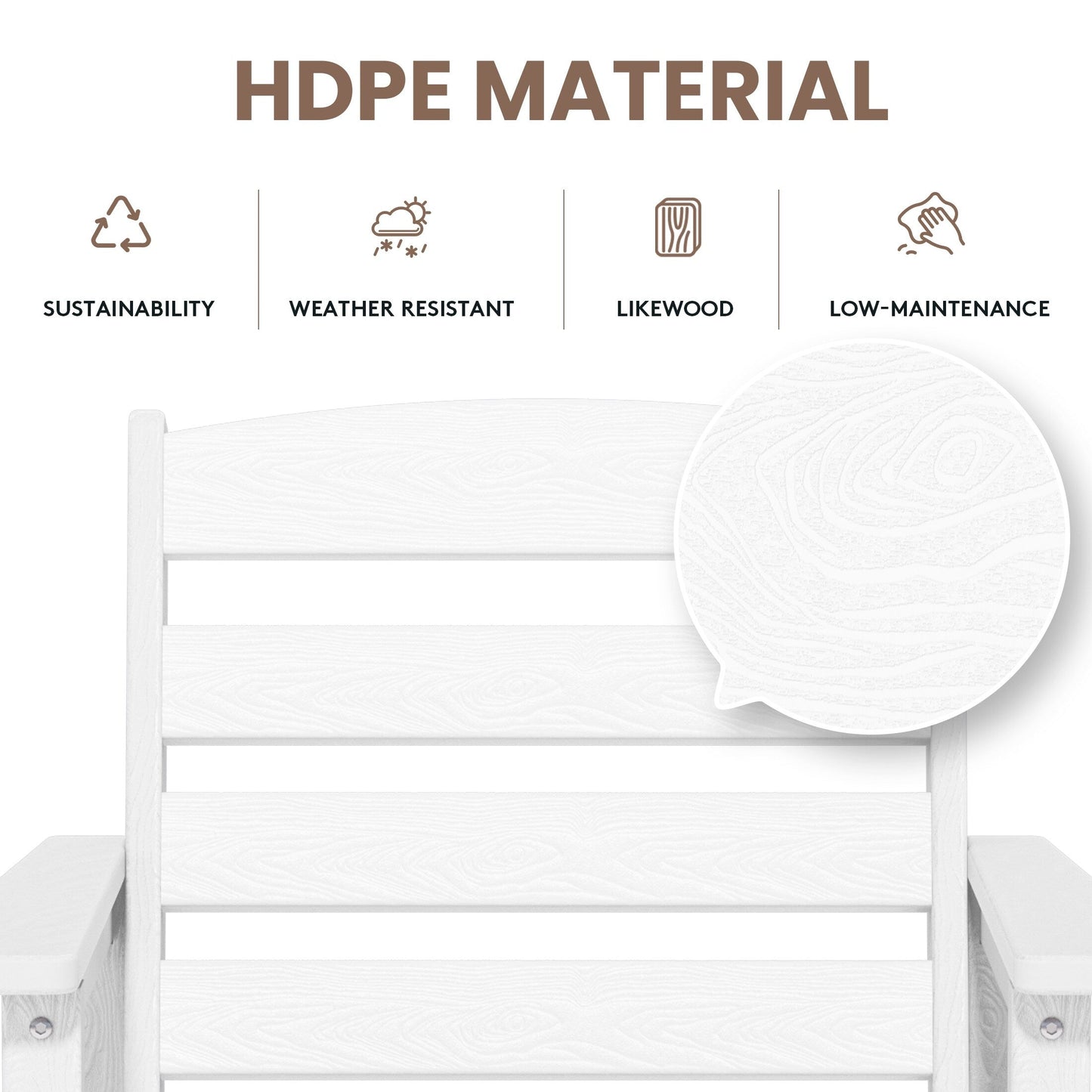 Set di 3 sedie Adirondack alte in plastica per conversazione in giardino