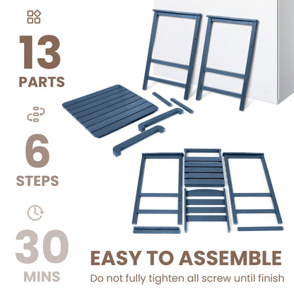 Set di 3 sedie Adirondack alte in plastica per conversazione in giardino