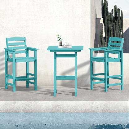 Set di 3 sedie Adirondack alte in plastica per conversazione in giardino