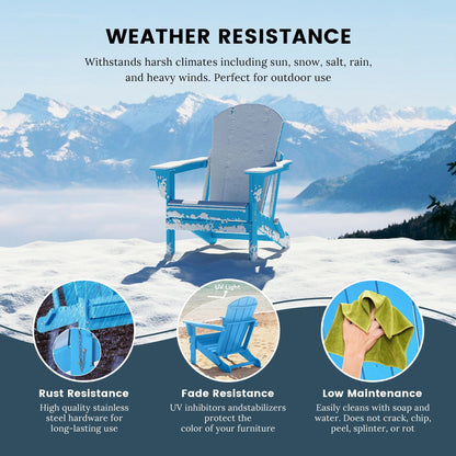 Sedia Adirondack pieghevole per esterni e patio, resistente allo sbiadimento e a tutte le condizioni atmosferiche, Polytrends Laguna