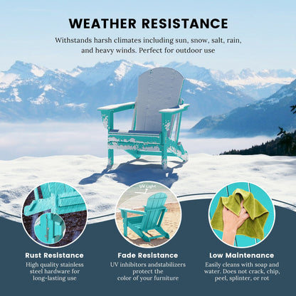 Sedia Adirondack pieghevole per esterni e patio, resistente allo sbiadimento e a tutte le condizioni atmosferiche, Polytrends Laguna