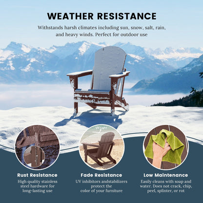 Sedia Adirondack pieghevole per esterni e patio, resistente allo sbiadimento e a tutte le condizioni atmosferiche, Polytrends Laguna
