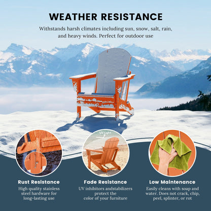 Sedia Adirondack pieghevole per esterni e patio, resistente allo sbiadimento e a tutte le condizioni atmosferiche, Polytrends Laguna