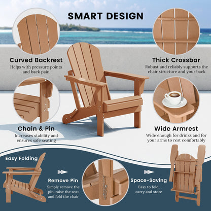 Sedia Adirondack pieghevole per esterni e patio, resistente allo sbiadimento e a tutte le condizioni atmosferiche, Polytrends Laguna