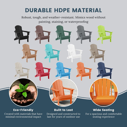 Sedia Adirondack pieghevole per esterni e patio, resistente allo sbiadimento e a tutte le condizioni atmosferiche, Polytrends Laguna