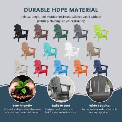 Sedia Adirondack pieghevole per esterni e patio, resistente allo sbiadimento e a tutte le condizioni atmosferiche, Polytrends Laguna