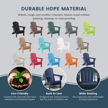 Sedia Adirondack pieghevole per esterni e patio, resistente allo sbiadimento e a tutte le condizioni atmosferiche, Polytrends Laguna