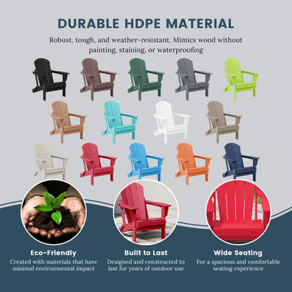 Sedia Adirondack pieghevole per esterni e patio, resistente allo sbiadimento e a tutte le condizioni atmosferiche, Polytrends Laguna