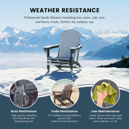 Sedia Adirondack pieghevole per esterni e patio, resistente allo sbiadimento e a tutte le condizioni atmosferiche, Polytrends Laguna