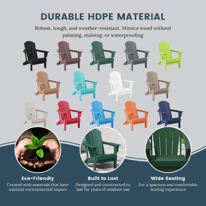 Sedia Adirondack pieghevole per esterni e patio, resistente allo sbiadimento e a tutte le condizioni atmosferiche, Polytrends Laguna