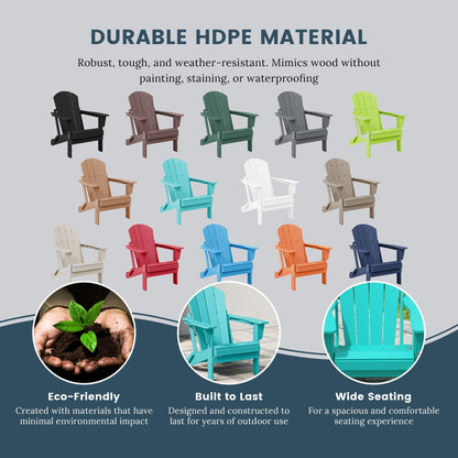 Sedie Adirondack pieghevoli per esterni e patio, resistenti alle intemperie, Polytrends Laguna (set da 2)