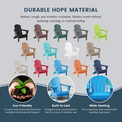 Sedie Adirondack pieghevoli per esterni e patio, resistenti alle intemperie, Polytrends Laguna (set da 2)