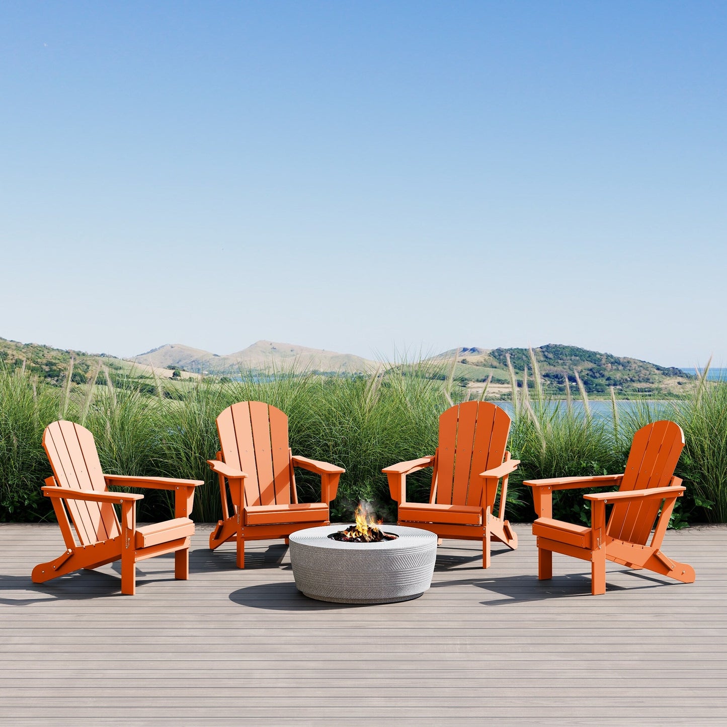 Sedie Adirondack pieghevoli per esterni e patio, resistenti alle intemperie, Polytrends Laguna (set da 4)