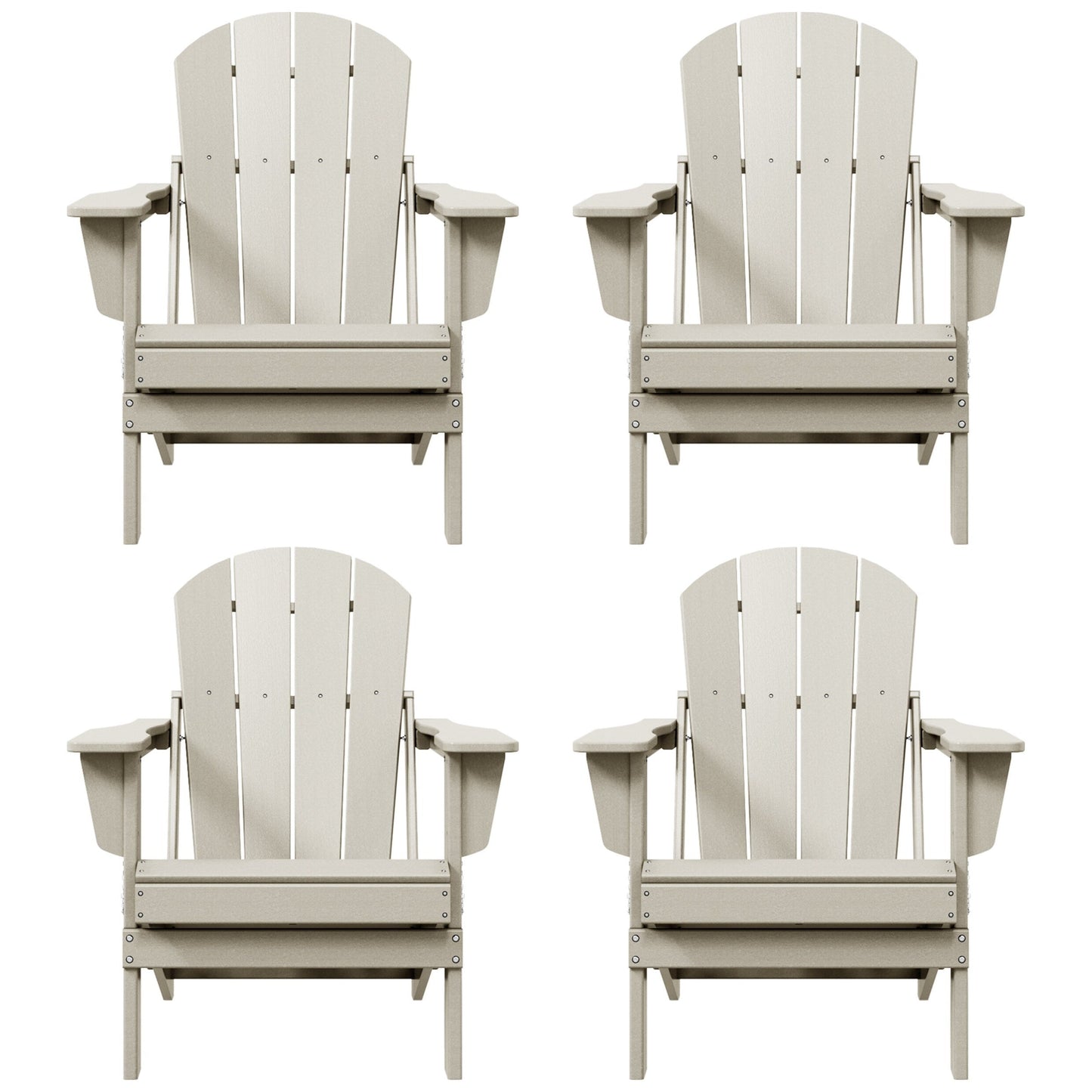 Sedie Adirondack pieghevoli per esterni e patio, resistenti alle intemperie, Polytrends Laguna (set da 4)