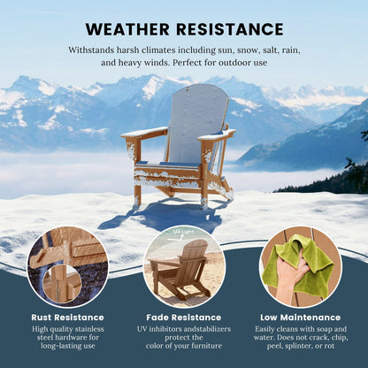 Sedie Adirondack pieghevoli per esterni e patio, resistenti alle intemperie, Polytrends Laguna (set da 4)