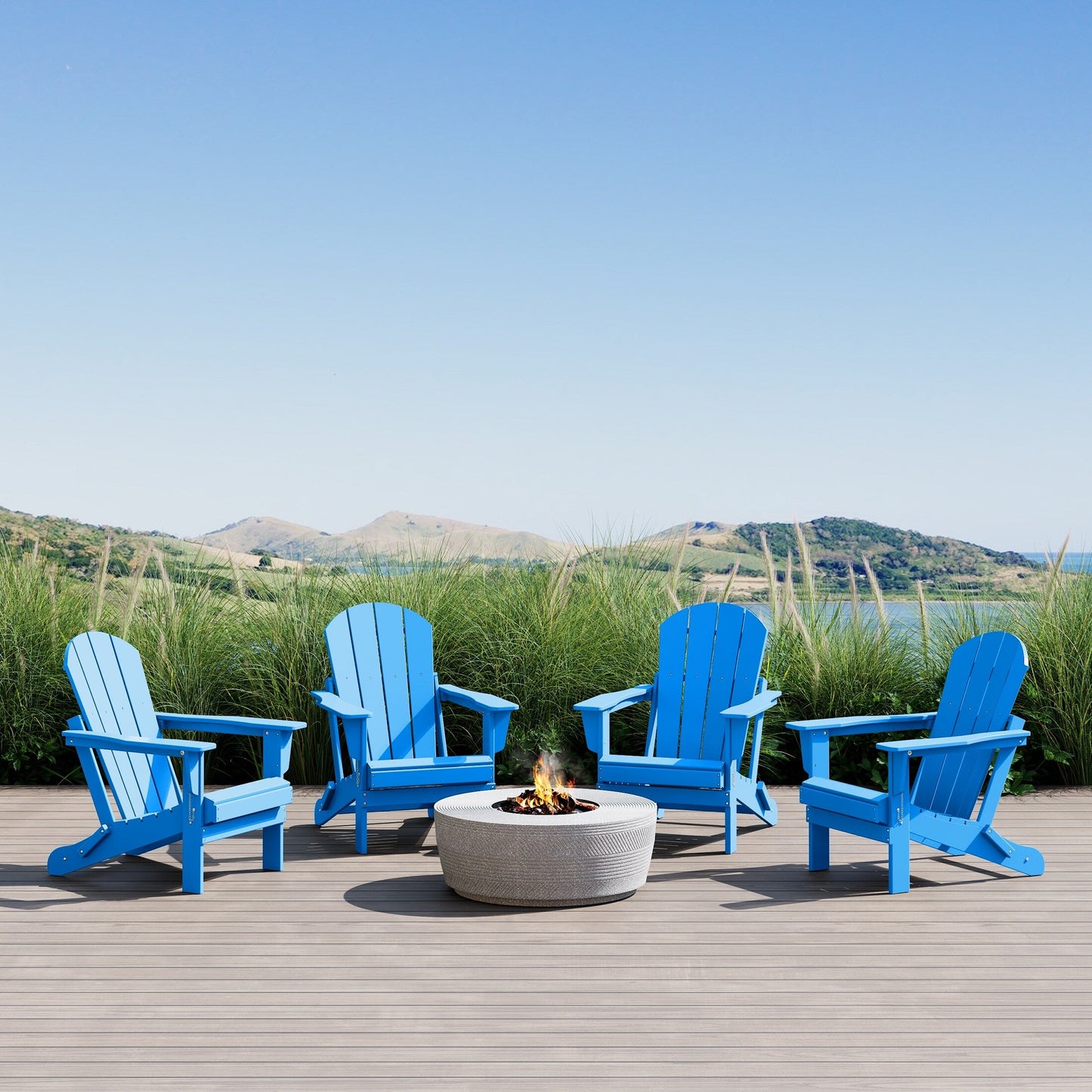 Sedie Adirondack pieghevoli per esterni e patio, resistenti alle intemperie, Polytrends Laguna (set da 4)