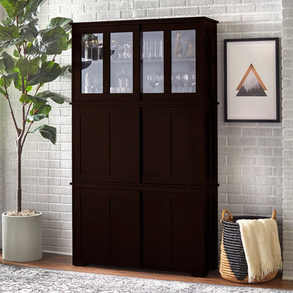 Vetrina impilabile con porta scorrevole in vetro Jefferson di Porch &amp; Den