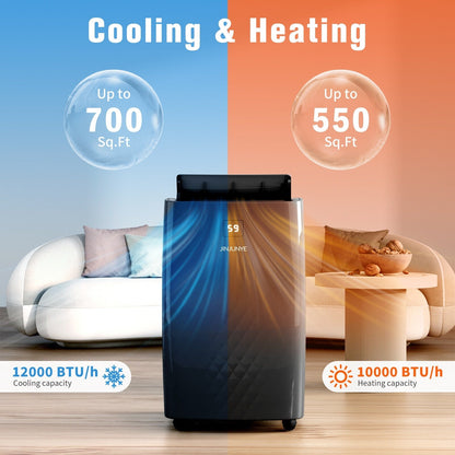 Condizionatore d'aria portatile con riscaldamento: raffreddamento da 12000 BTU e riscaldamento da 10000 BTU per stanze fino a 700 piedi quadrati