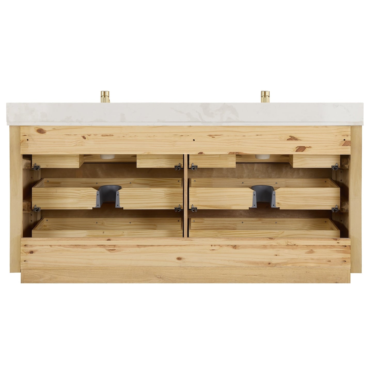 Mobile bagno Porto con piano in pietra di quarzo bianco senza specchio