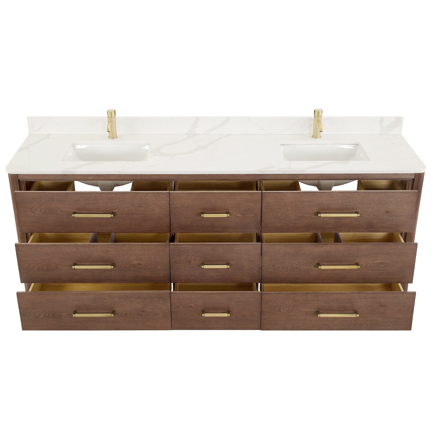 Mobile bagno Porto con piano in pietra di quarzo bianco senza specchio