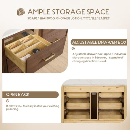 Mobile bagno Porto con piano in pietra di quarzo bianco senza specchio