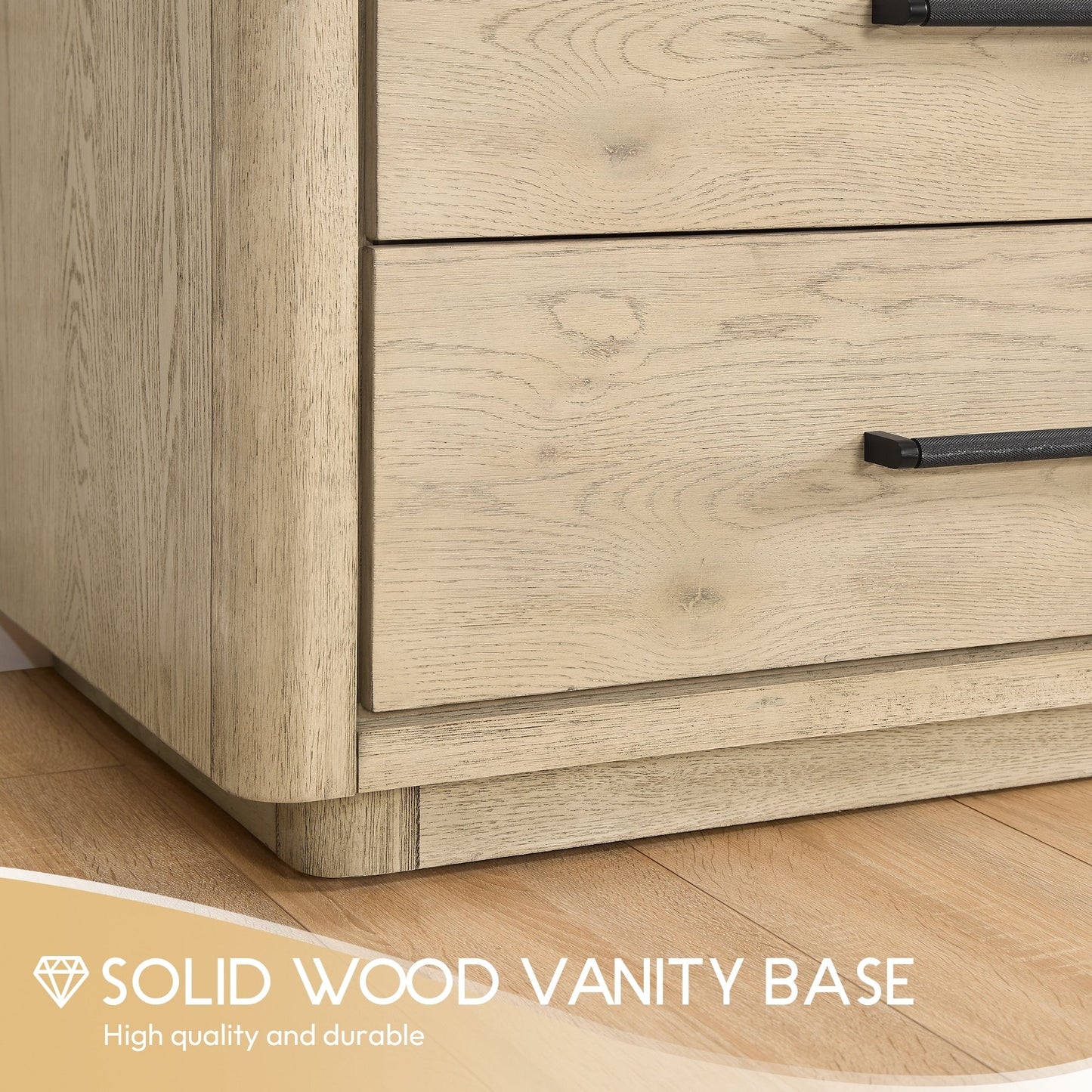 Mobile bagno Porto con piano in pietra di quarzo bianco senza specchio