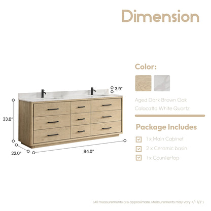 Mobile bagno Porto con piano in pietra di quarzo bianco senza specchio