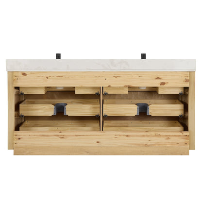 Mobile bagno Porto con piano in pietra di quarzo bianco senza specchio