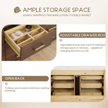 Mobile bagno Porto con piano in pietra di quarzo bianco senza specchio