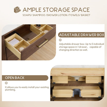 Mobile bagno Porto con piano in pietra di quarzo bianco senza specchio