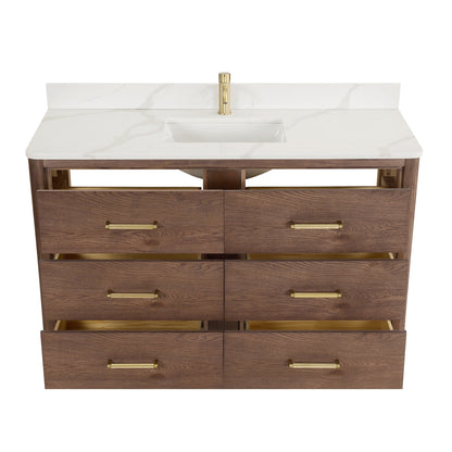 Mobile bagno Porto con piano in pietra di quarzo bianco senza specchio