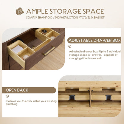 Mobile bagno Porto con piano in pietra di quarzo bianco senza specchio