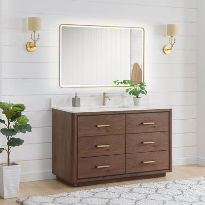 Mobile bagno Porto con piano in pietra di quarzo bianco senza specchio