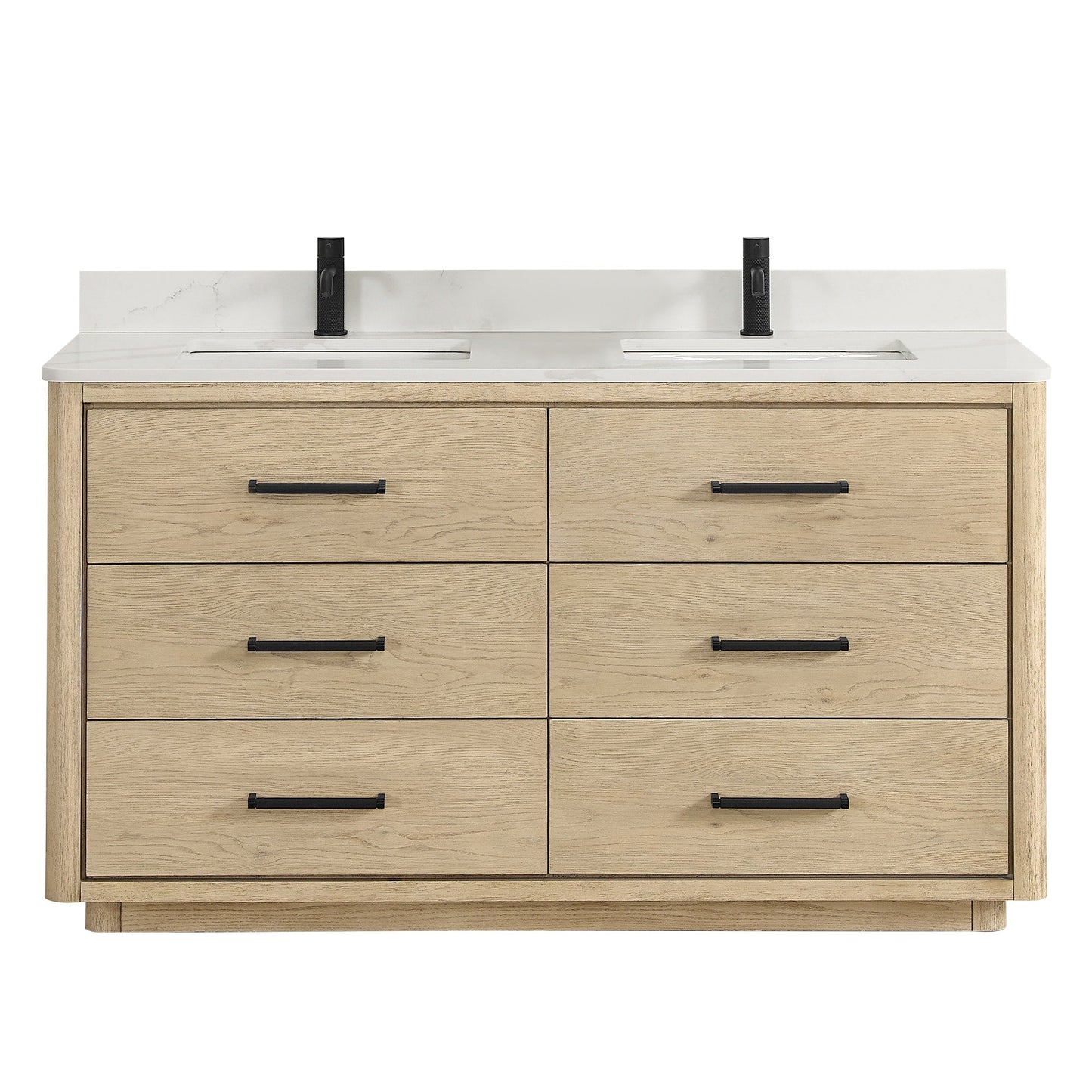 Mobile bagno Porto con piano in pietra di quarzo bianco senza specchio