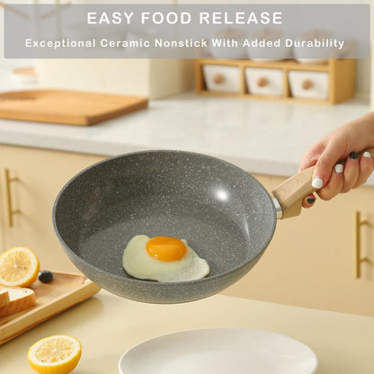 Set di pentole e padelle antiaderenti, set di pentole in ceramica, set da cucina antiaderente con padella, casseruola e padella per saltare