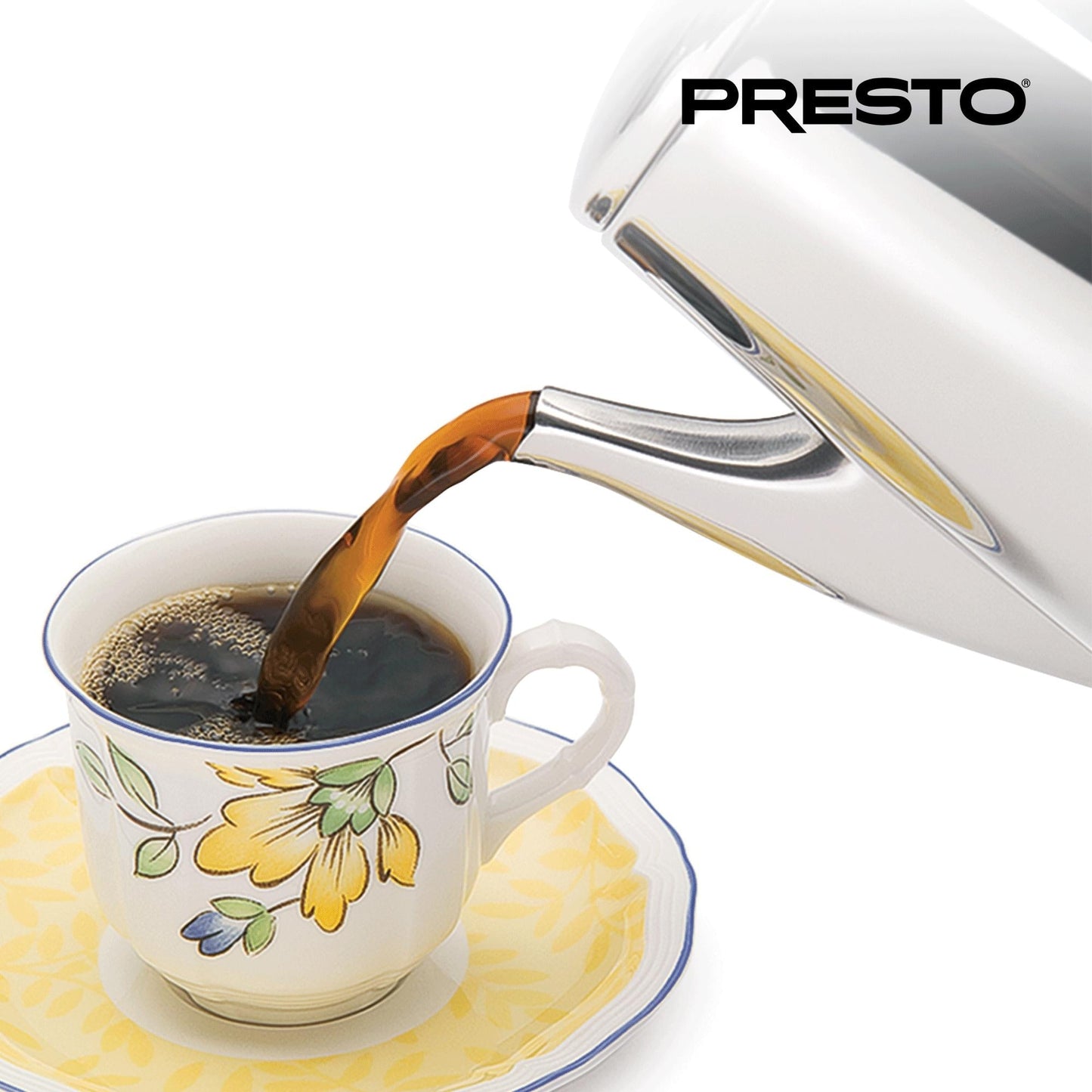 Caffettiera Presto in acciaio inox, 12 tazze, robusta, per caffè, argento - 2,79