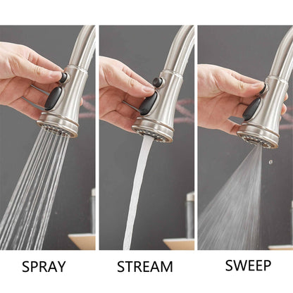 Rubinetto da cucina estraibile, maniglia singola, moderno, un foro, rubinetto per lavello da cucina con spruzzatore estraibile, rubinetto per lavabo con piastra di copertura