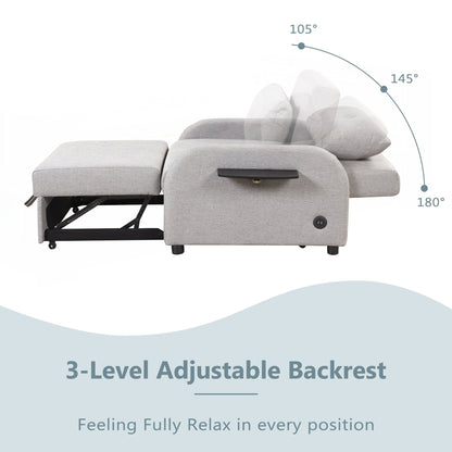 Divano letto estraibile 3 in 1 con tavolo a 2 ali