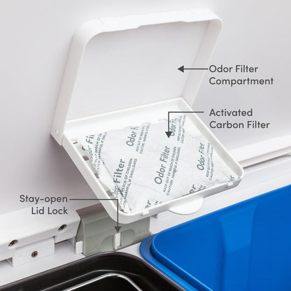 Qualiazero 16 Gal (unità doppia da 8 Gal) Contenitore rettangolare per il riciclaggio - Acciaio inossidabile