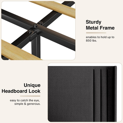 Letto imbottito con canali verticali queen/full e testiera wingback